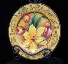 Load image into Gallery viewer, Hand Painted Tulip Plate Set | SOLD | Decorative Round Flower Plates | Bold Blossom Decor