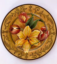 Load image into Gallery viewer, Hand Painted Tulip Plate Set | SOLD | Decorative Round Flower Plates | Bold Blossom Decor
