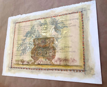 Load image into Gallery viewer, Original Oil And Graphite Drawing On Paper | Calligraphy Art | Indonesian Inspired Art | Gallery Wall Art | Fantasy Drawing On Paper