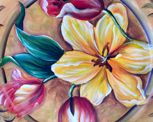 Load image into Gallery viewer, Hand Painted Tulip Plate Set | SOLD | Decorative Round Flower Plates | Bold Blossom Decor