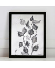 Load image into Gallery viewer, Botanical Charcoal Drawing | Japandi Home Decor | Charcoal Drawing On Paper | Gallery Wall Art | Eucalyptus Drawing | Spa Wall Decor