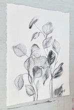 Load image into Gallery viewer, Charcoal Original On Paper | Branch Drawing Wall Art | Whispering Leaves | Gallery Wall Art | Eucalyptus Drawing | Spa Wall Decor