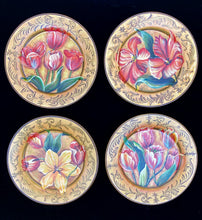 Load image into Gallery viewer, Hand Painted Tulip Plate Set | SOLD | Decorative Round Flower Plates | Bold Blossom Decor