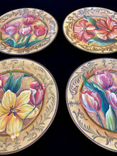 Load image into Gallery viewer, Hand Painted Tulip Plate Set | SOLD | Decorative Round Flower Plates | Bold Blossom Decor