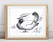 Load image into Gallery viewer, Duck Wall Art | Charcoal Drawing | Gallery Wall Art | Fanciful Art Drawing | Modern Farmhouse | Vintage Style Duck Art | Holiday Gift