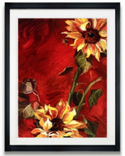 Load image into Gallery viewer, Contemporary Sunflower Painting | Oil Painting Print | Spa Wall Decor | Gallery Wall Art | Fine Art Flower Print | Moody Sunflower Art