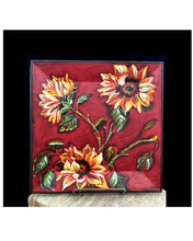 Load image into Gallery viewer, Cherry Red Hand Painted Sunflower Plate | Red Decor Accent | Decorative Square Flower Plate | Valentine's Gift | Bold Blossom Decor