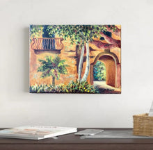 Load image into Gallery viewer, Tuscany Villa Painting | Original Painting | Gallery Wall Art | Golden Wall Art | Small Gift | Housewarming gift | Impressionist Decor