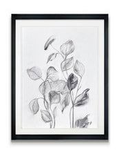 Load image into Gallery viewer, Charcoal Original On Paper | Branch Drawing Wall Art | Whispering Leaves | Gallery Wall Art | Eucalyptus Drawing | Spa Wall Decor