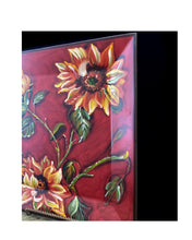 Load image into Gallery viewer, Cherry Red Hand Painted Sunflower Plate | Red Decor Accent | Decorative Square Flower Plate | Valentine's Gift | Bold Blossom Decor