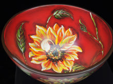 Load image into Gallery viewer, Cherry Red Sunflower Bowl | Asymmetrical Bowl | Holiday Accent Bowl | Wedding Gift | Modern Bowl | Bold Blossom Decor
