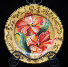 Load image into Gallery viewer, Hand Painted Tulip Plate Set | SOLD | Decorative Round Flower Plates | Bold Blossom Decor