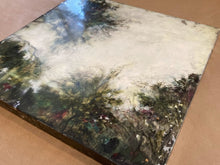Load image into Gallery viewer, Encaustic wax resin oil painting with silver leafing.
Part of a series of paintings of the marshes of Savannah, Georgia. Oak trees surrounding the marshes are thick and heavy. At dusk they create a mystic atmosphere.