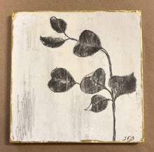 Load image into Gallery viewer, Encaustic Wax Charcoal Drawing On Wood Panel | Botanical Charcoal Drawing | Gallery Wall Art | Spa Wall Decor | Branch Drawing Wall Art