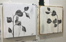 Load image into Gallery viewer, Encaustic Wax Charcoal Drawing On Wood Panel | Botanical Charcoal Drawing | Gallery Wall Art | Spa Wall Decor | Branch Drawing Wall Art