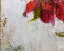 Load image into Gallery viewer, Cherry Red Art Original | Botanical Painting | Holiday Flower On Wood Panel | Gallery Wall Art | Poinsettia Painting | Living Room Decor