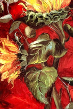 Load image into Gallery viewer, Art Print/Sunflowers/Red and Yellow/12"+18" image