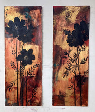 Load image into Gallery viewer, Contemporary Wildflower Painting | Original Oil Painting | Botanical Silhouette Art | Gold Leaf Painting | Spa Decor | Gallery Wall Art