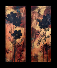 Load image into Gallery viewer, Contemporary Wildflower Painting, Original Oil Painting, Botanical
Silhouette Art, Gold Leaf Painting, Spa Decor, Gallery Wall Art