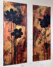 Load image into Gallery viewer, Contemporary Wildflower Painting | Original Oil Painting | Botanical Silhouette Art | Gold Leaf Painting | Spa Decor | Gallery Wall Art