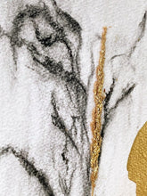 Load image into Gallery viewer, Wildflower Charcoal Drawing |Japandi Botanical Art | Gold Leaf Painting | Gallery Wall Art | Spa Wall Decor | Neutral Wall Art