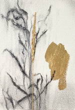 Load image into Gallery viewer, Wildflower Charcoal Drawing |Japandi Botanical Art | Gold Leaf Painting | Gallery Wall Art | Spa Wall Decor | Neutral Wall Art