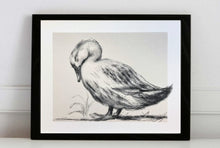 Load image into Gallery viewer, Duck Giclee Wall Art | Charcoal Drawing Print | Gallery Wall Art | Whimsical Art Drawing | Modern Farmhouse | Vintage Style Duck Art