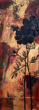 Load image into Gallery viewer, Original Silhouette Wildflower Botanical oil painting with gold and copper leafing on heavy watercolor paper. One of two.