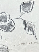 Load image into Gallery viewer, Botanical Charcoal Drawing | Japandi Home Decor | Charcoal Drawing on Wood | Gallery Wall Art | Eucalyptus Drawing | Spa Wall Decor