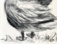 Load image into Gallery viewer, Original Charcoal Duck Drawing | Nursery Gallery Wall | Modern Farmhouse | Whimsical Art Drawing | Vintage Style Duck Art | Baby Room Decor