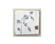 Load image into Gallery viewer, Charcoal Eucalyptus Botanical Drawing. Handmade wall art on wood using the highest quality art materials of charcoal, gold leaf and Swarovski crystals on hardwood panel. Spa wall decor or elegant wedding gift.