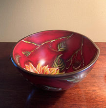 Load image into Gallery viewer, Cherry Red Sunflower Bowl | Asymmetrical Bowl | Holiday Accent Bowl | Wedding Gift | Modern Bowl | Bold Blossom Decor