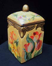 Load image into Gallery viewer, Ceramic Tulip Box With Lid, Painted Flower Box, Decorative Flower Container, Wedding Gift, House Warming Gift, Hand Painted Home Decor