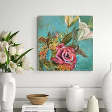 Load image into Gallery viewer, Original Lily Oil Painting, Lily and Rose Wall Art, Bold Blossom Art, Garden Flower Painting, White Lily Flower