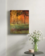 Load image into Gallery viewer, Sun Setting Landscape, Original Painting, Gallery Wall Art, Golden Sunlight Wall Art,  Modern Impressionist Art, Housewarming gift