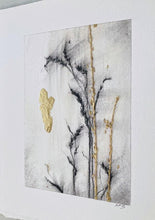 Load image into Gallery viewer, Gold Gild Drawing | Wildflower Charcoal Drawing | Gold Gild Drawing | Gallery Wall Art | Spa Wall Decor | Nature Inspired Art