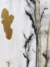 Load image into Gallery viewer, Gold Gild Drawing | Wildflower Charcoal Drawing | Gold Gild Drawing | Gallery Wall Art | Spa Wall Decor | Nature Inspired Art