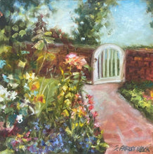 Load image into Gallery viewer, Courtyard Art | Lush Garden Landscape | Original Jewel Painting | Gallery Wall Art | Vibrant Flower Painting | Housewarming Gift