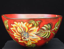 Load image into Gallery viewer, Ceramic Sunflower Bowl, Asymmetrical Bowl, Decorative Flower Bowl, Wedding Gift, Painted Serving Bowl,  Bowl Centerpiece