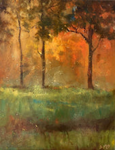 Load image into Gallery viewer, Sun Setting Landscape, Original Painting, Gallery Wall Art, Golden Sunlight Wall Art, Modern Impressionist Art, Housewarming gift