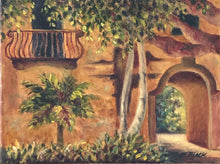 Load image into Gallery viewer, Tuscany Villa Painting | Original Painting | Gallery Wall Art | Golden Wall Art | Small Painting | Housewarming gift | Impressionist Decor