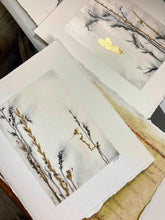 Load image into Gallery viewer, Sparkling Gold Holiday Decor | Wildflower Charcoal Drawing | Gallery Wall Art | Spa Wall Decor | Artful Gift