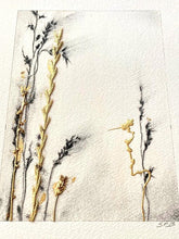 Load image into Gallery viewer, Sparkling Gold Holiday Decor | Wildflower Charcoal Drawing | Gallery Wall Art | Spa Wall Decor | Artful Gift