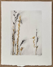Load image into Gallery viewer, Sparkling Gold Holiday Decor | Wildflower Charcoal Drawing | Gallery Wall Art | Spa Wall Decor | Artful Gift