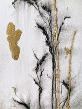 Load image into Gallery viewer, Sparkling Gold Holiday Decor | Wildflower Charcoal Drawing | Gallery Wall Art | Spa Wall Decor | Artful Gift