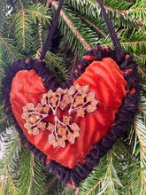Load image into Gallery viewer, Holiday Jeweled Ornament | Hand Crafted Sachet | Vintage Jeweled Tree Ornament | Crystal Sweetheart Sachet | Holiday Collection