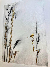 Load image into Gallery viewer, Sparkling Gold Holiday Decor | Wildflower Charcoal Drawing | Gallery Wall Art | Spa Wall Decor | Artful Gift