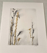 Load image into Gallery viewer, Sparkling Gold Holiday Decor | Wildflower Charcoal Drawing | Gallery Wall Art | Spa Wall Decor | Artful Gift