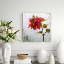 Load image into Gallery viewer, Christmas Red Art Original, Botanical Painting, Holiday Flower On Wood Panel, Hand Painted, Poinsettia Painting, Winter Palette