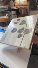 Load and play video in Gallery viewer, Encaustic Wax Charcoal Drawing On Wood Panel | Botanical Charcoal Drawing | Gallery Wall Art | Spa Wall Decor | Branch Drawing Wall Art